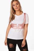 Thumbnail for your product : boohoo Plus Natalie Satin Lace Up Corset