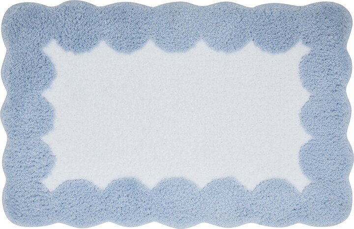 VCNY Home Blue/White Dotted Edge Tufted Bath Rug, 18" x 27"