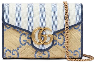Gucci GG Marmont raffia-effect wallet on chain