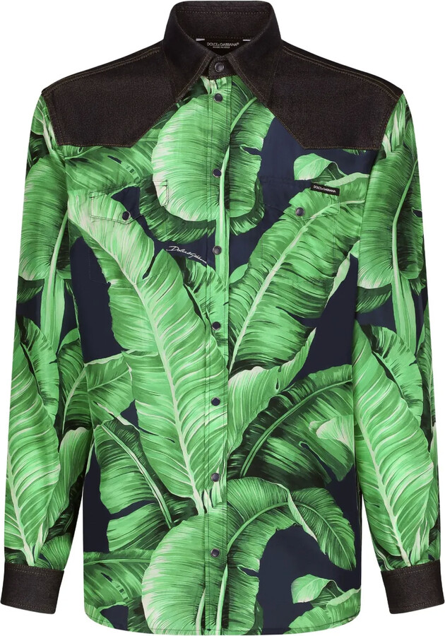 Dolce & Gabbana Panelled Leaf-Print Shirt