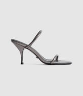 Thumbnail for your product : Reiss MAGDA LEATHER STRAPPY HEELED SANDALS Gunmetal