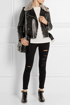 Thumbnail for your product : Acne Studios Shearling-trimmed leather biker jacket