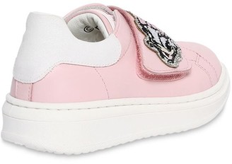 MonnaLisa Leather Sneakers W/ Daisy Duck Patch