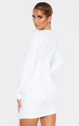 PrettyLittleThing White Button Down Pocket Detail Bodycon Dress