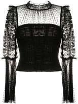 Thumbnail for your product : Self-Portrait Sheer Panel Ruffle Detail Blouse
