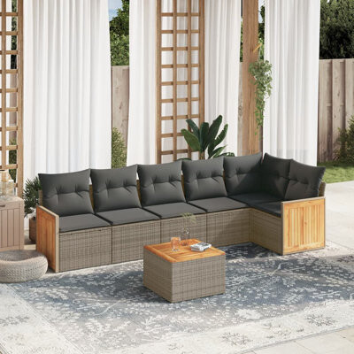 VidaXL Garden Sofa Set Grey Dark Grey PE Rattan Large Modular
