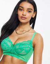 Thumbnail for your product : Ivory Rose Lingerie Ivory Rose Fuller Bust lace and mesh mix longline bra in emerald