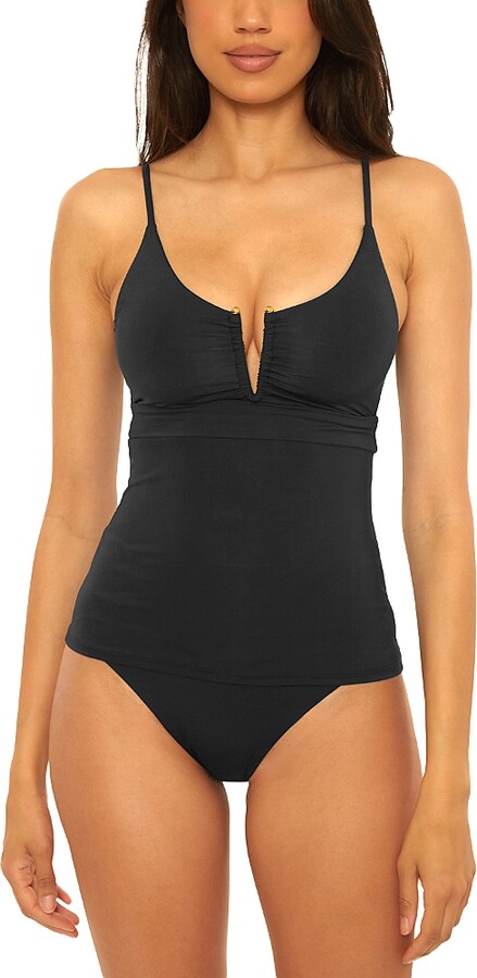 Becca by Rebecca Virtue Color Code Tatum Shirred Tankini Top