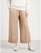 Brunello Cucinelli Wide cropped high-rise satin trousers