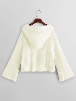 Shein Flounce Sleeve Hooded Sweater