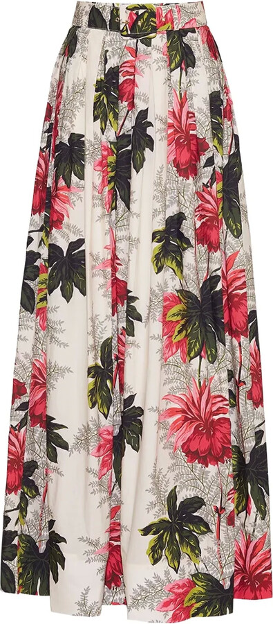 Cara Cara Greenfield floral pleated maxi skirt