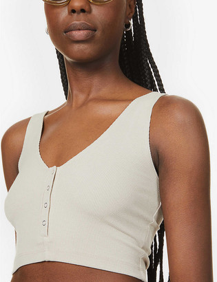 Joah Brown Snap cropped stretch-jersey top