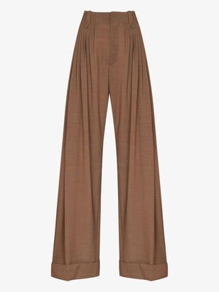 Chloé Houndstooth Pleated Wide Leg Trousers