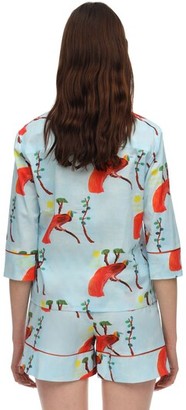 Laura Urbinati Printed Stretch Poplin Pajama Shirt