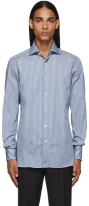 Ermenegildo Zegna Blue and White Stripe Shirt