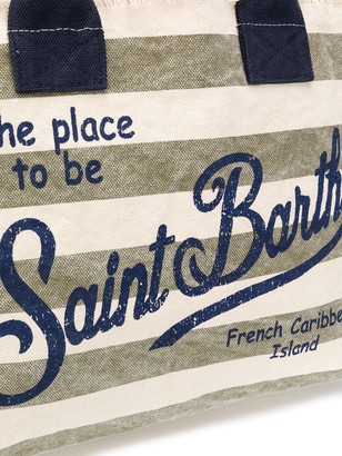 MC2 Saint Barth Striped Logo Print Beach Bag