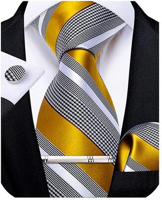 Men Fashion Blue Yellow Flower Silk Tie Pocket Square Handkerchief Set Lot HZ144 