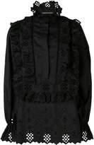 Thumbnail for your product : Alberta Ferretti embroidered ruffled front bib blouse
