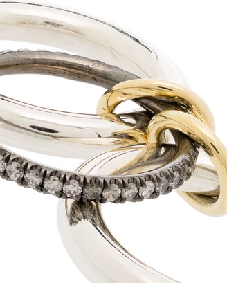Spinelli Kilcollin sterling silver and 18kt yellow gold Libra Noir rhodium diamond link ring