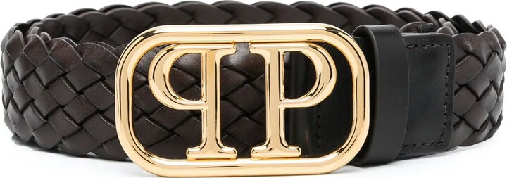 Philipp Plein Braided Logo Buckle Belt