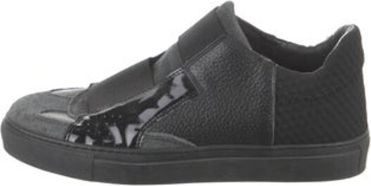 MM6 Maison Margiela Leather Slip-On Sneakers Black Round-Toes Platform Unfortunately, due to restrictions, this item may not be eligible for shipping in all areas.