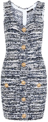 Balmain White boucle tweed mini dress