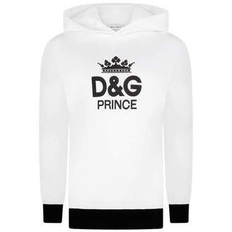 Dolce & Gabbana Dolce & GabbanaBoys White Hooded Prince Sweater