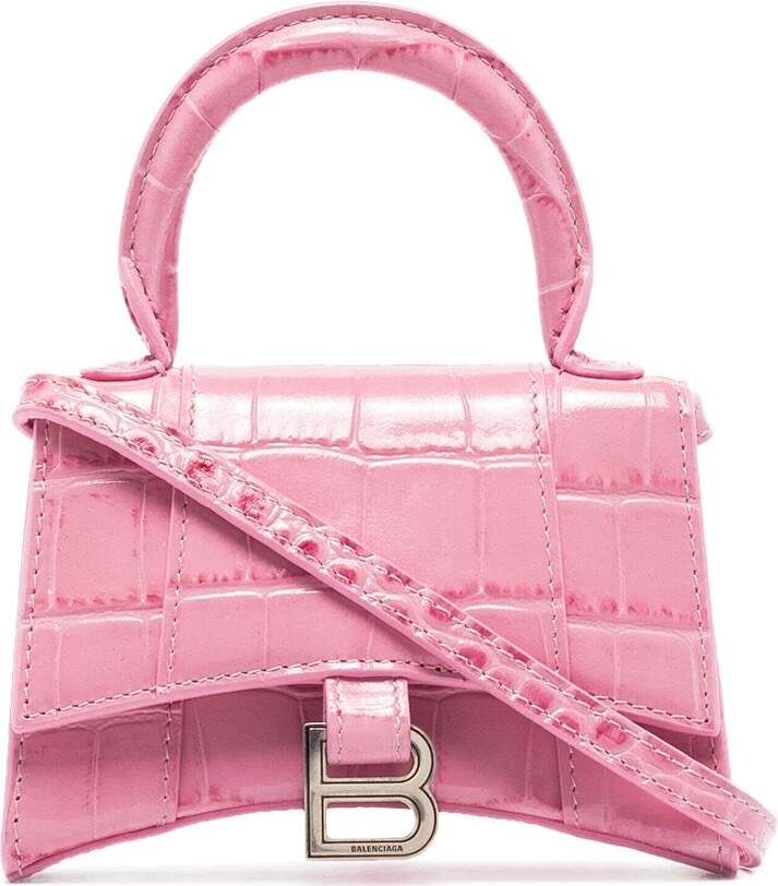 Balenciaga Pink Hourglass Mock Croc Leather Mini Bag - ShopStyle