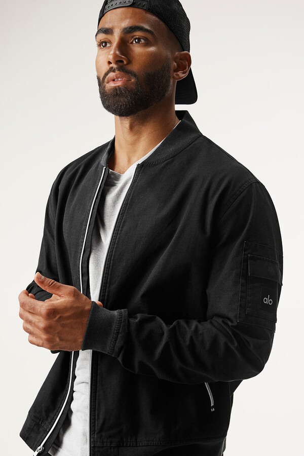 Alo Yoga  Division Ripstop Bomber Jacket in Black, Size: Small - ShopStyle