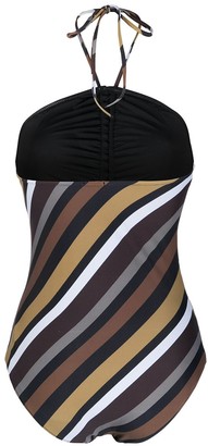 Ganni Striped Halterneck Swimsuit