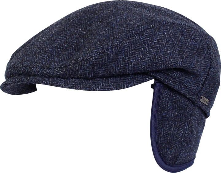 Wigens Men's Herringbone Wool Ivy Slim Cap with Earflaps