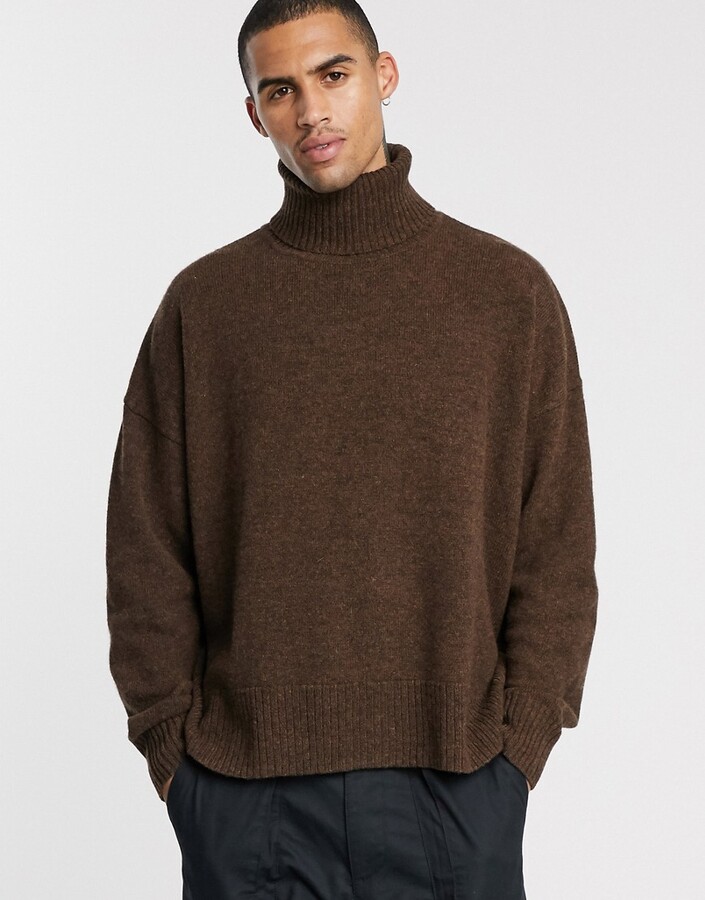Weekday lamar wool turtleneck sweater in brown ShopStyle