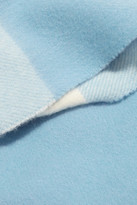 Thumbnail for your product : Acne Studios Vichy Fringed Checked Wool Scarf - Sky blue