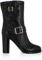 Thumbnail for your product : Jimmy Choo Dart Buckled Leather Biker Boots - Black