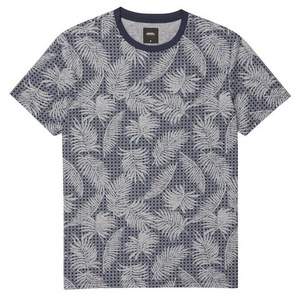 Burton Mens Navy Floral Geometric All Over Print T-Shirt