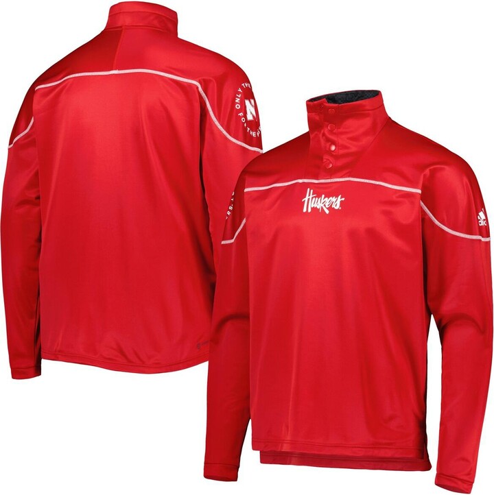 adidas Men's Scarlet Nebraska Huskers Aeroready Knit Quarter-Snap Jacket