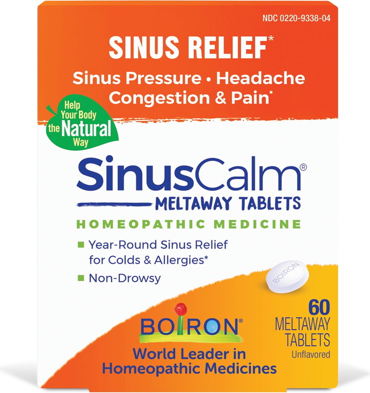 Boiron SinusCalm Tablets, Homeopathic Medicine for Sinus Relief, Sinus Pressure, Headache, Congestion & Pain, 60 Meltaway Tablets