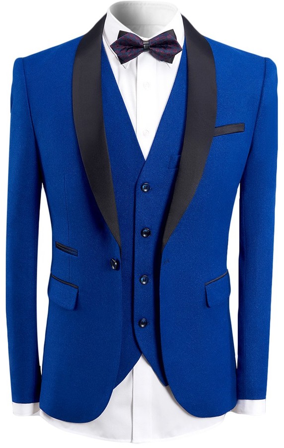 Sliktaa Mens 3 Pieces Tuxedo Suits Slim Fit Wedding Formal One Button