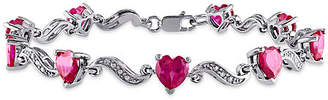 Fine Jewelry Womens 7 Inch Lab Created Ruby Sterling Silver Link Bracelet Family