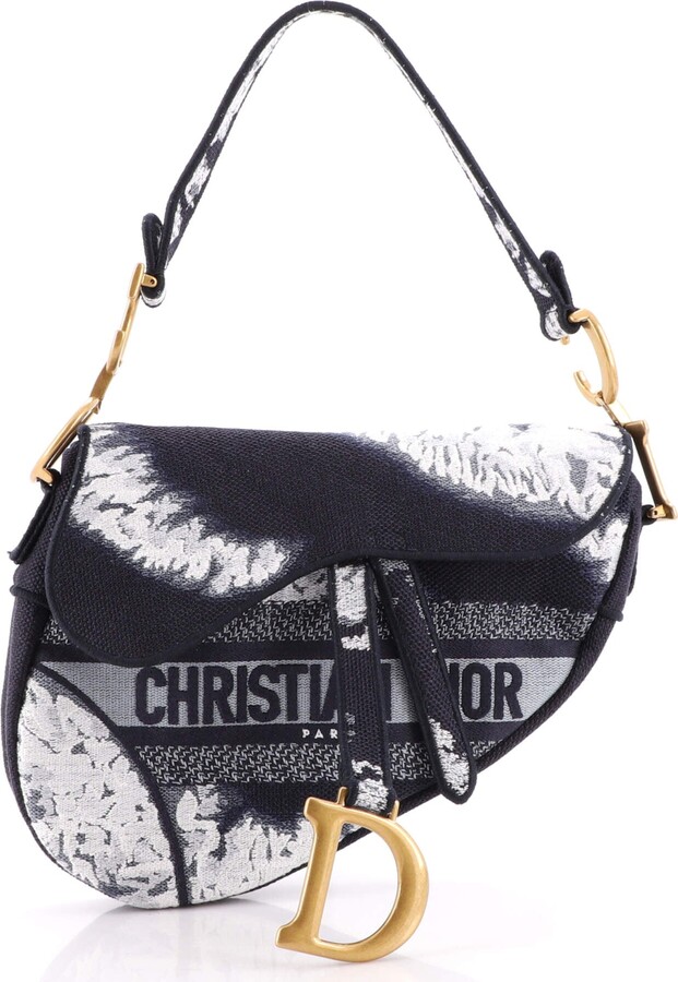 CHRISTIAN DIOR Trotter Saddle Bag Canvas Shoulder Bag in Black