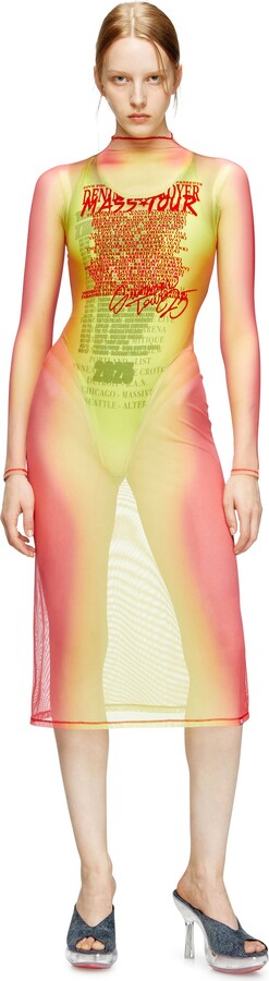 Layered midi dress with lyrics print