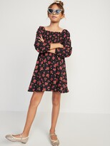 Thumbnail for your product : Old Navy Long-Sleeve Smocked Floral-Print Fit & Flare Dress for Girls