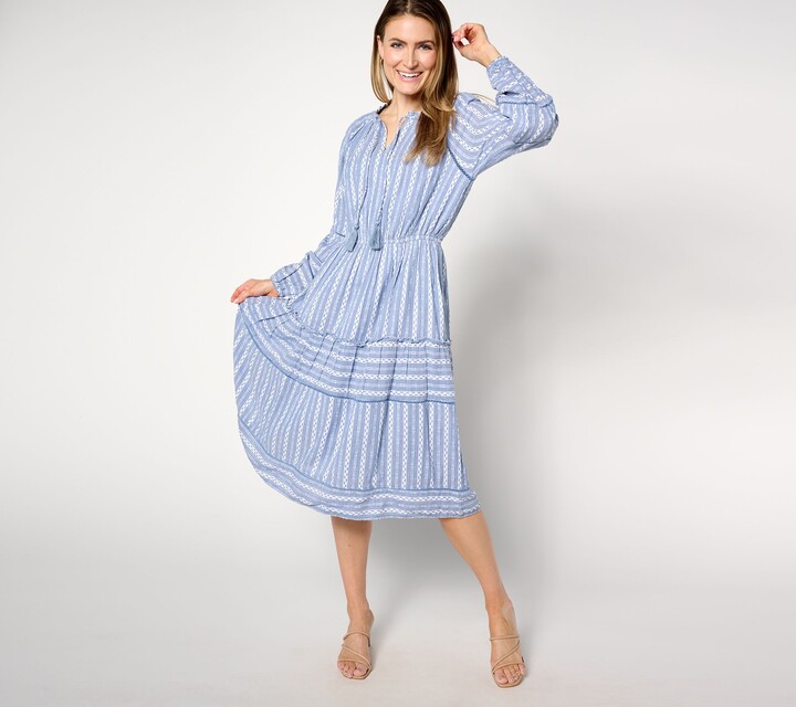 Destination 365 Petite Printed Clipped Dot Midi Dress