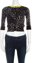 Thumbnail for your product : Gucci Black and White Cashmere Printed Cropped Cardigan XS