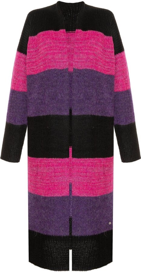 You by Tokarska Cuddly Long Striped Cardigan Black, Pink