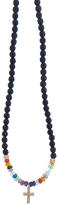 Thumbnail for your product : Catherine Michiels Faceted Black Agate Beaded Necklace with Diamond Luma Cross