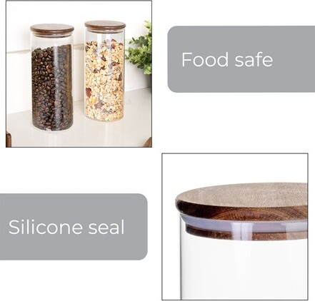 Smart Design Glass & Acacia Canisters 2pk