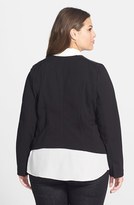 Thumbnail for your product : Eileen Fisher Leather Trim Angled Front Ponte Jacket (Plus Size)