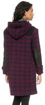 Thumbnail for your product : DKNY Hooded Coat with Leather Trim