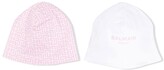 Thumbnail for your product : Balmain Kids Logo-Print Beanie Hats (Set Of Two)